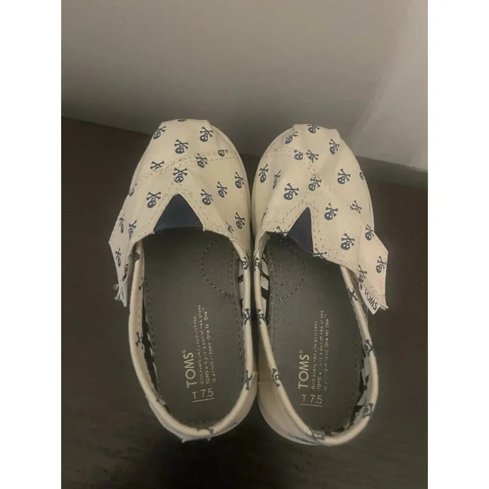 Toms Classics Natural Roque Tiny Toddler‎ Slip On Casual Canvas Flat Shoes 7.5